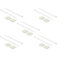 DeLOCK Support de serre-câbles 30 x 30 mm avec serre-câbles L 200 x L 4,8 mm Blanc, 10 pièces
