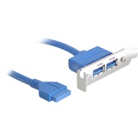 DeLOCK USB 3.0 19-pin - 2 x USB 3.0-A câble USB 0,4 m USB 3.2 Gen 1 (3.1 Gen 1) USB A Bleu, Connecteur d'extension 0,4 m, USB A, USB 3.2 Gen 1 (3.1 Gen 1), Mâle/Femelle, 5000 Mbit/s, Bleu