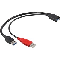 DeLOCK USB-A 3.0 male + USB-A male > USB-A 3.0 female, Câble Noir/Rouge, 0,3 mètres