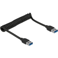 DeLOCK USB-A male > USB-A male câble spiralé Noir, 1,2 mètres