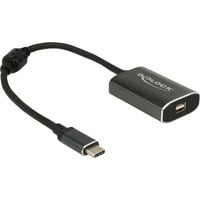 DeLOCK USB-C (mâle) > Mini DisplayPort (femelle) avec fonction PD, Adaptateur Gris foncé, 0,2 mètre