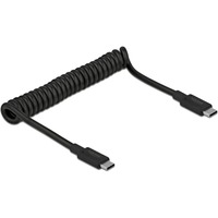DeLOCK USB-C male > USB-C male câble spiralé Noir, 1,2 mètres
