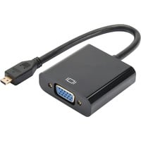 Digitus Convertisseur Micro-HDMI en VGA, Adaptateur Noir, HDMI Type D (Micro), VGA (D-Sub), 1920 x 1080 pixels, 1080p, Noir, Chine