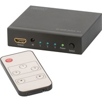 Digitus DS-48304 commutateur vidéo HDMI, Switch HDMI Noir, HDMI, Noir, 30 Hz, Statut, 4096 x 2160 pixels, Full HD