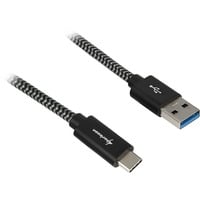 Sharkoon Câble USB 3.2, USB-A > USB-C Noir/gris, 1 mètre