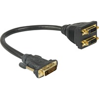 goobay Câble DVI-D mâle vers 2x DVI-D femelle, 20 cm, Câble en Y Noir