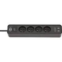 Brennenstuhl Ecolor multiprise à 4 prises avec usb Noir, 4x prises, 2x USB-A, 1,5 m