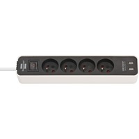 Brennenstuhl Ecolor multiprise à 4 prises avec usb Blanc/noir, 4x prises, 2x USB-A, 1,5 m