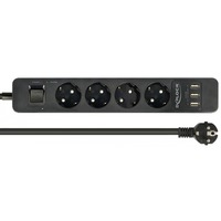 DeLOCK Multiprises 4 entrées avec ports USB Noir