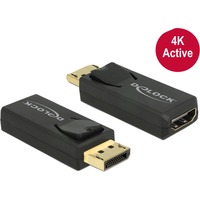 DeLOCK 65573 changeur de genre de câble Displayport 1.2 HDMI Noir, Adaptateur Noir, Displayport 1.2, HDMI, Noir