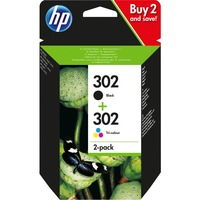 HP 302 cartouches d'encre noire/tri-couleur - 2-pack Noir, X4D37AE