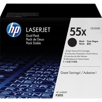 HP Toner LaserJet noir haute capacité 55X (CE255XD) - lot de 2 