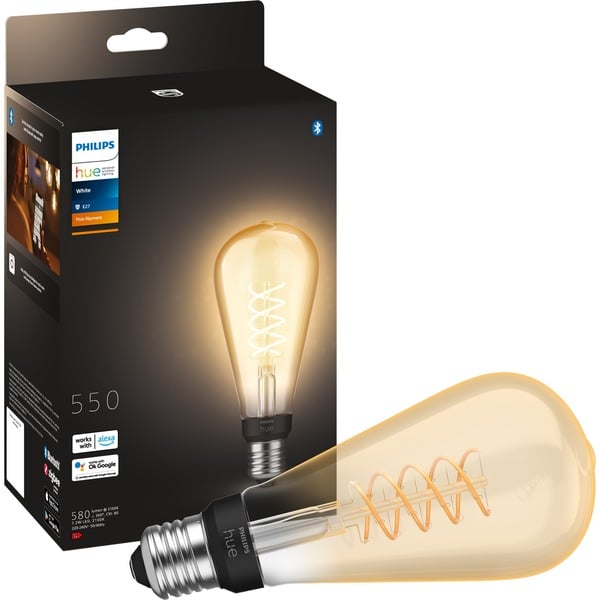Philips Filament blanc 1-pack ST72 E27 Edison, Lampe à LED 2100K, Dimmable