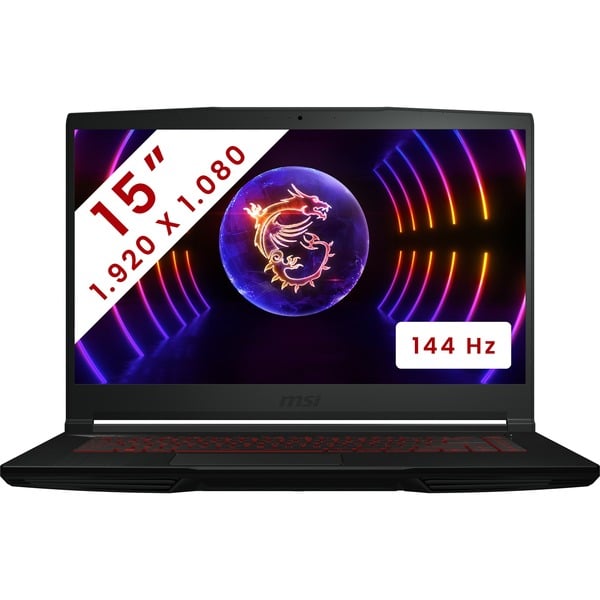 MSI Thin GF63 12VE-013BE 15.6 PC portable gaming Noir, Core i7-12650H, RTX 4050, 16 Go, SSD 512 Go