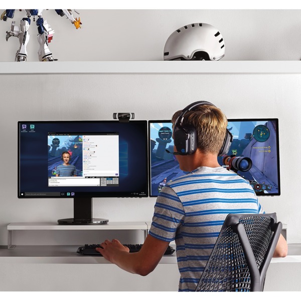 Logitech C922 Pro Stream Webcam Noir, 1920 x 1080 pixels, 60 ips, 1280x720@60fps,1920x1080@30fps, 720p,1080p, H.264, USB