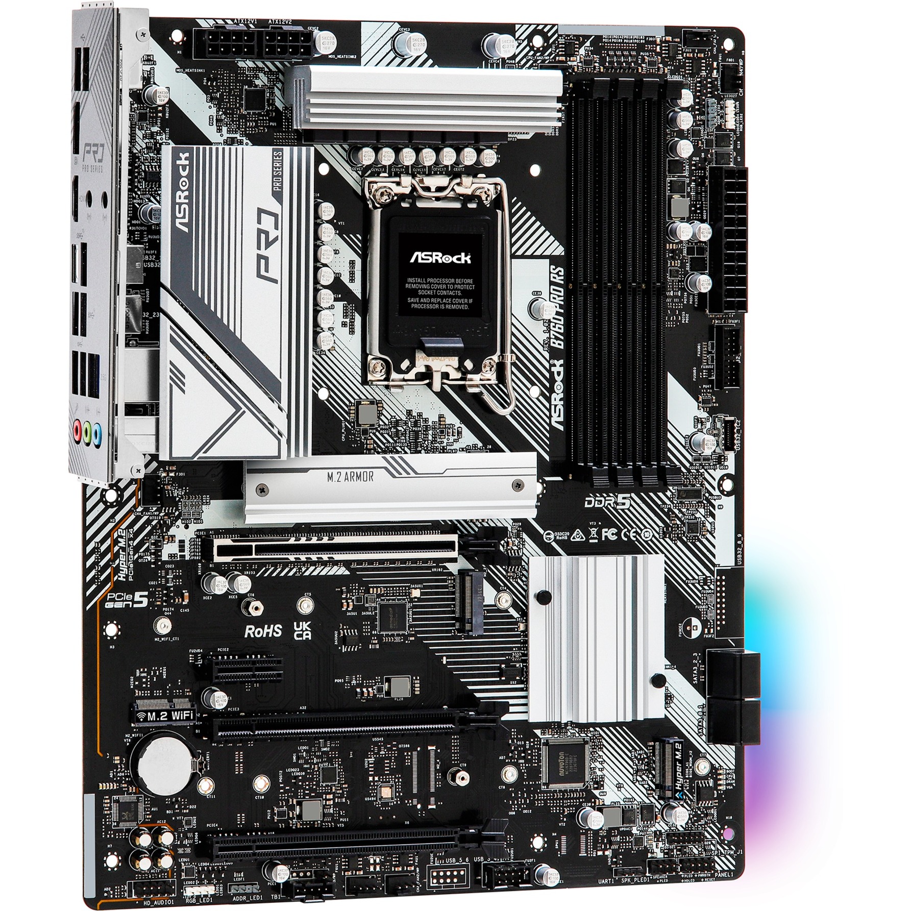 ASRock B760 PRO RS carte mère socket 1700 Blanc/Noir, RAID, 2.5 Gb-LAN, Sound, ATX