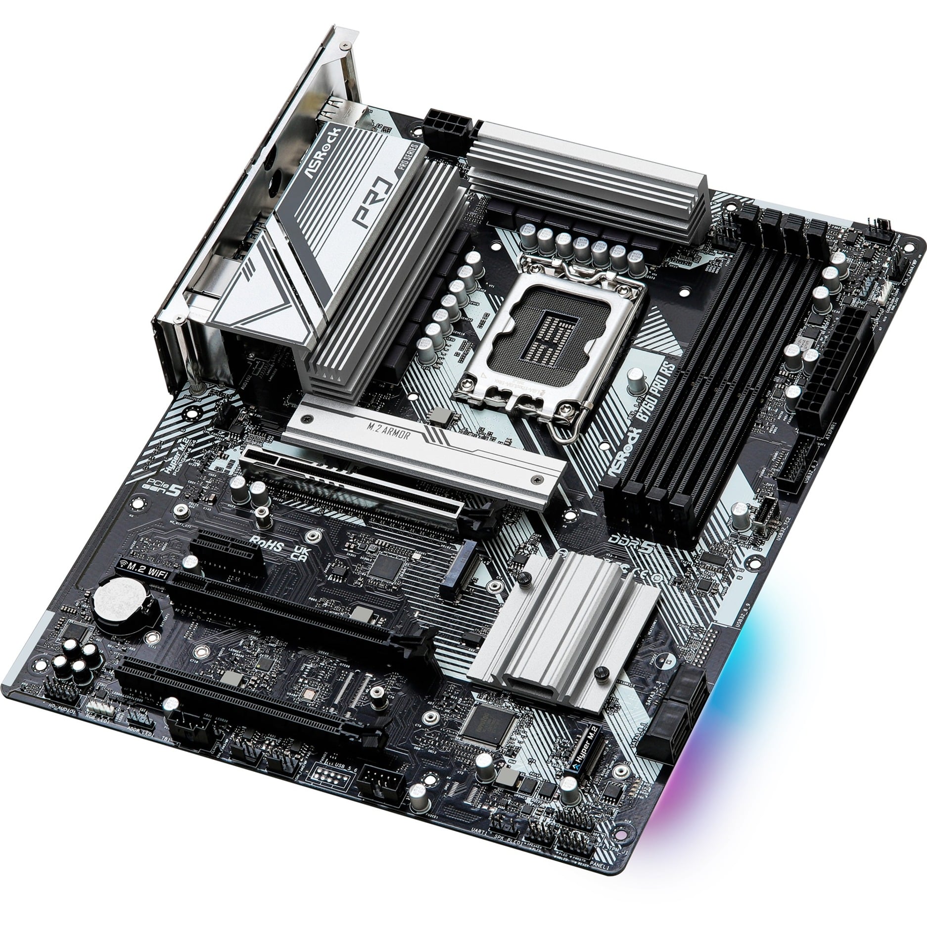 ASRock B760 PRO RS carte mère socket 1700 Blanc/Noir, RAID, 2.5 Gb-LAN, Sound, ATX