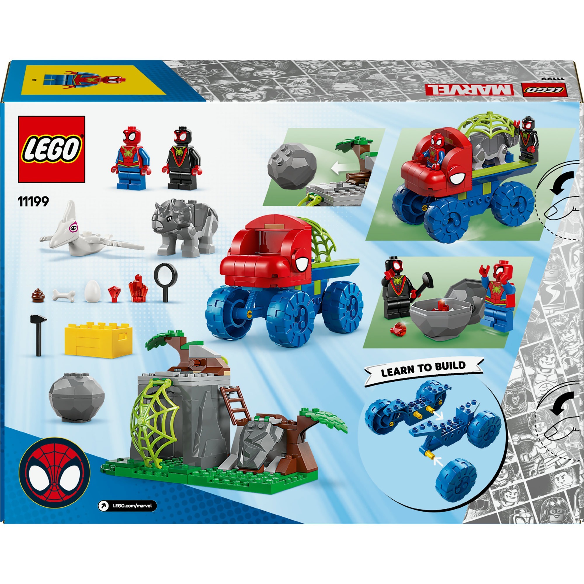 LEGO Marvel Spidey And His Amazing Friends - Mission de sauvetage de l'équipe Spidey avec le dinotruck, Jouets de construction 11199 - Spidey et ses incroyables amis