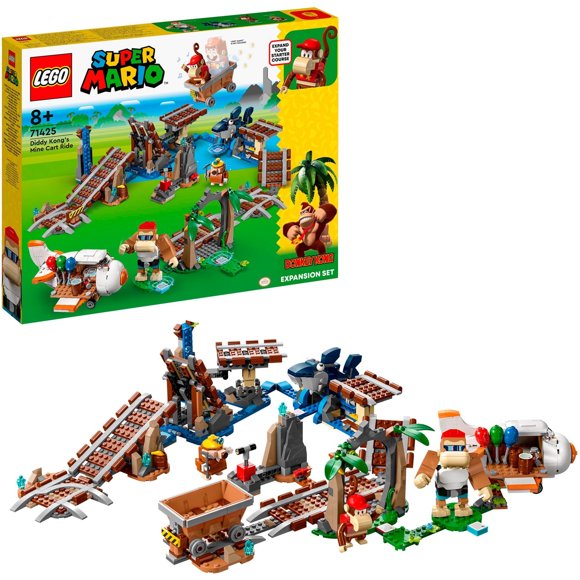 LEGO Super Mario - Ensemble d'extension Course de chariot de mine de Diddy Kong, Jouets de construction 71425