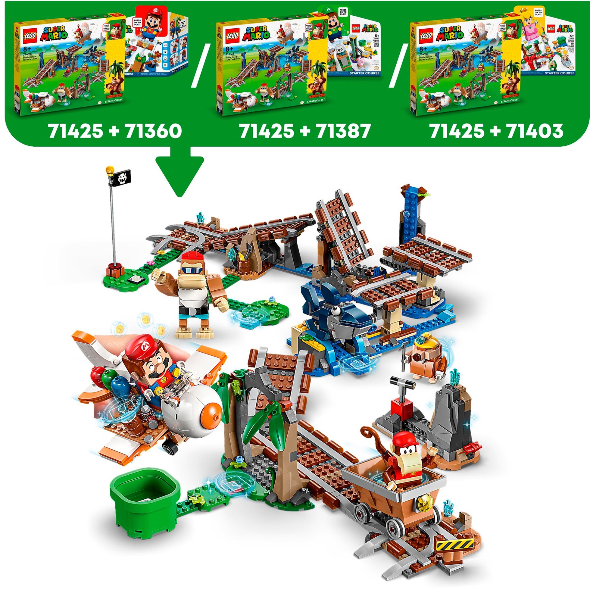 LEGO Super Mario - Ensemble d'extension Course de chariot de mine de Diddy Kong, Jouets de construction 71425