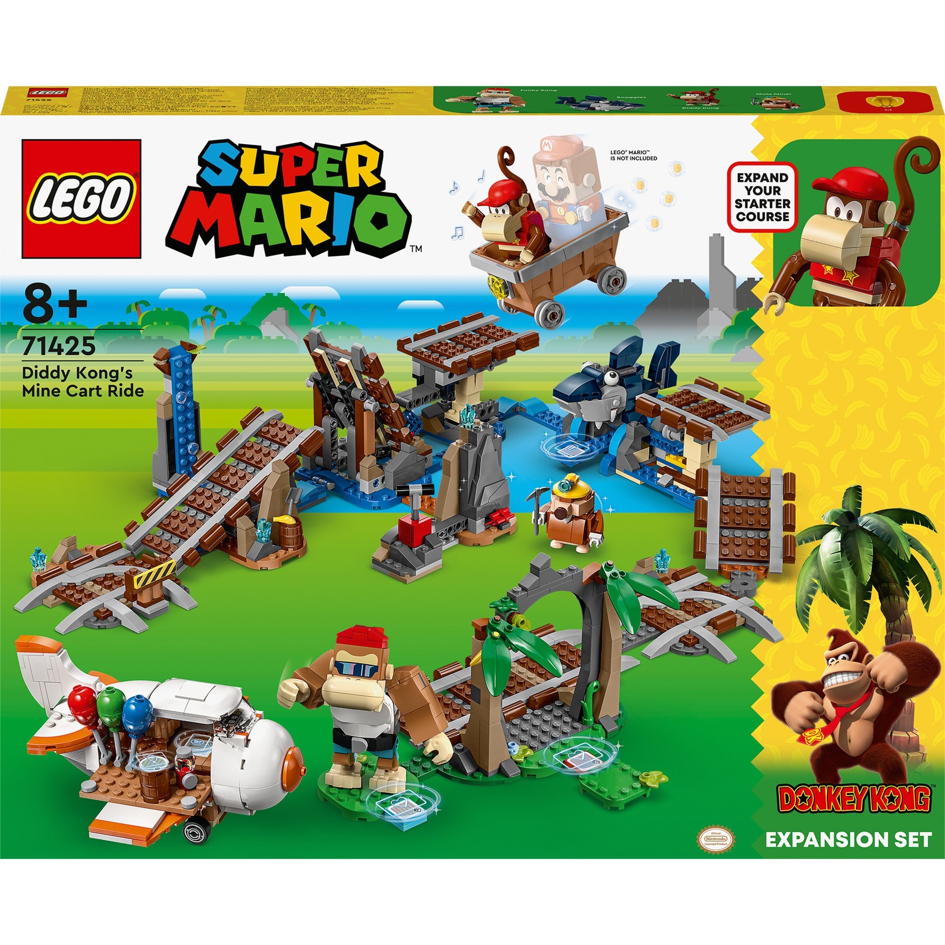 LEGO Super Mario - Ensemble d'extension Course de chariot de mine de Diddy Kong, Jouets de construction 71425