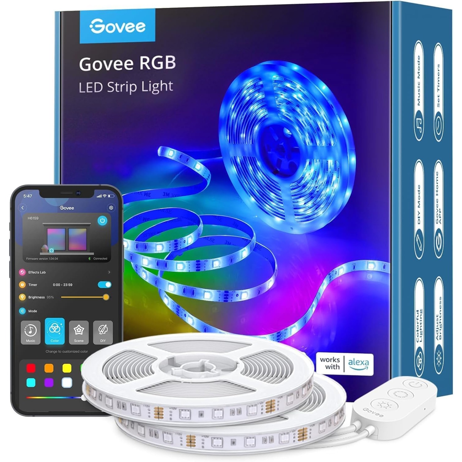Govee H6110 RGB LED, Bande LED 2x 5 mètres, Wifi, Bluetooth