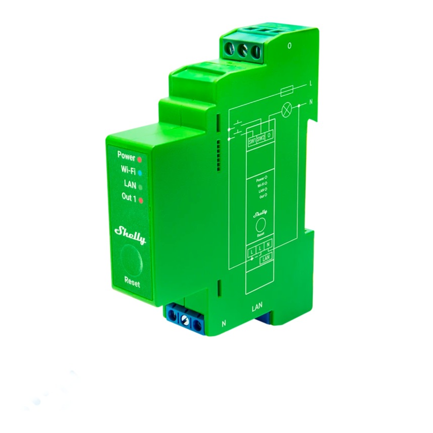Shelly Pro Dimmer 1PM, Relais Vert, 1 canal, Wi-Fi, LAN, Bluetooth