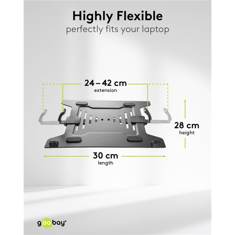 goobay Support 13 à 32" avec bras flexible pour PC portable, 10 à 15,6", Support de moniteur Noir